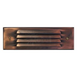 Outdoor low voltage louvered antique bronze glass lens rectangle surface brick step wall light cover plate