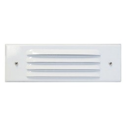 Outdoor low voltage louvered white glass lens rectangle surface brick step wall light cover plate