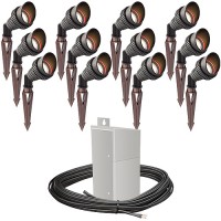 Pro LED outdoor landscape lighting 12 spot light kit 100watt power pack photocell, mechanical timer, 160-foot cable