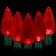LED red Christmas lights 50 C9 faceted LED bulbs 8" spacing, 34.2ft. green wire, 120VAC